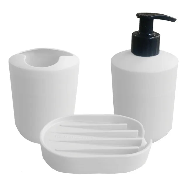 Set De Baño Dispenser Jabonera Porta Cepillo Kit Tres Piezas - 25445.89